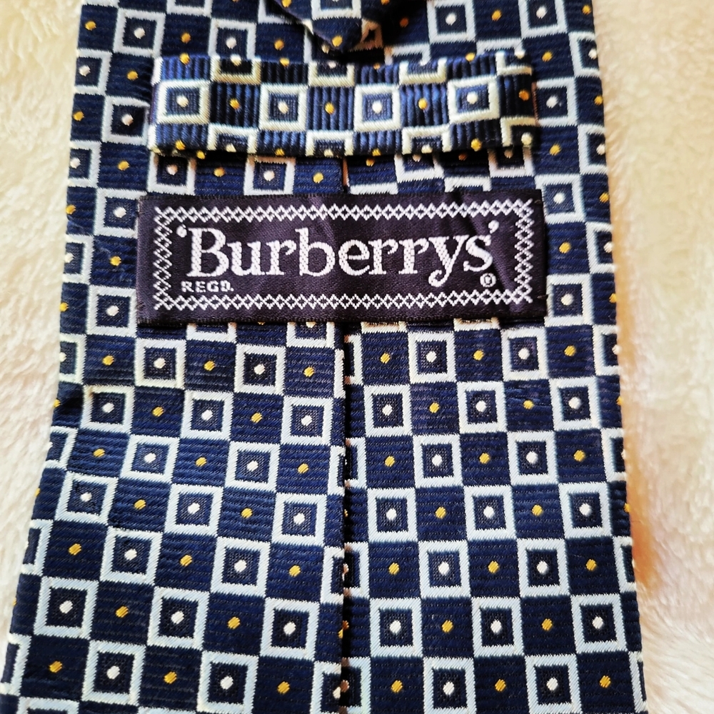 Men's Geometrical Burberry Vtg Tie - Picture 3 of 10